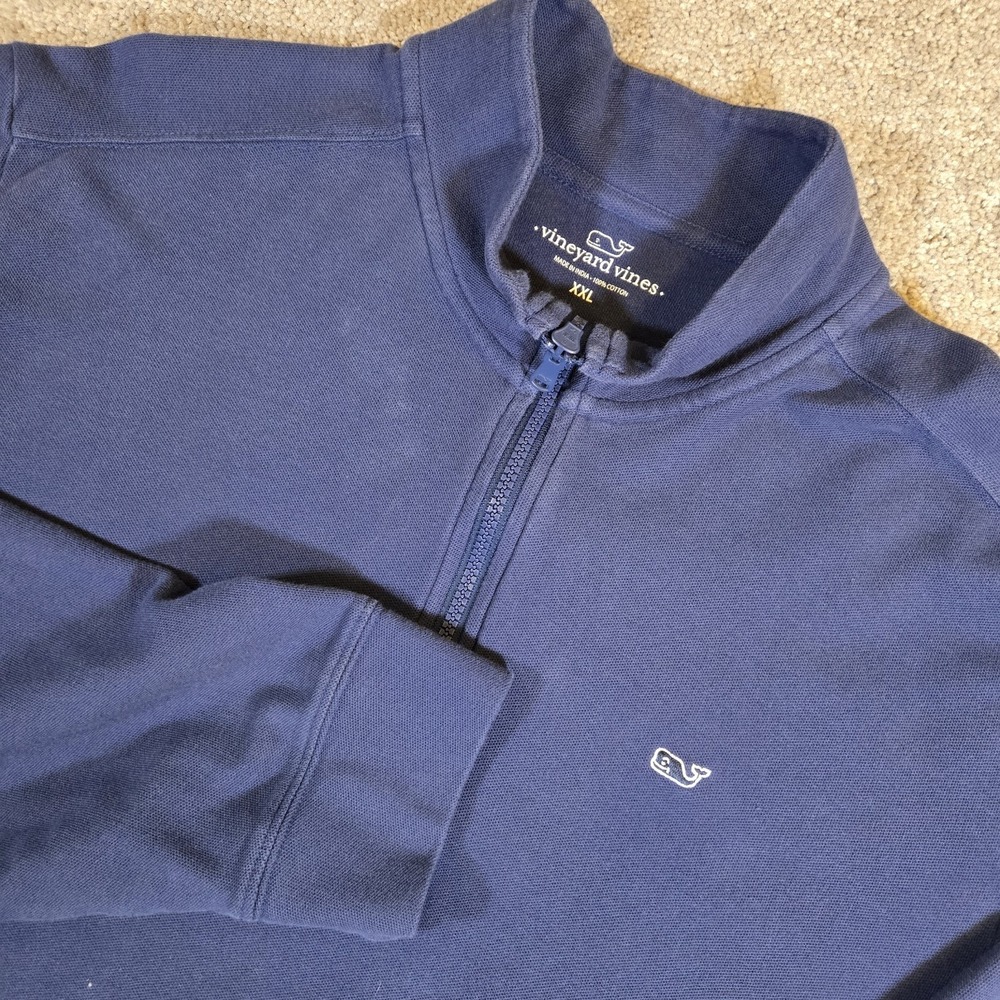 Vineyard Vines Pullover Men's 2XL Navy Blue 1/4 Zip Long Sleeve Casual